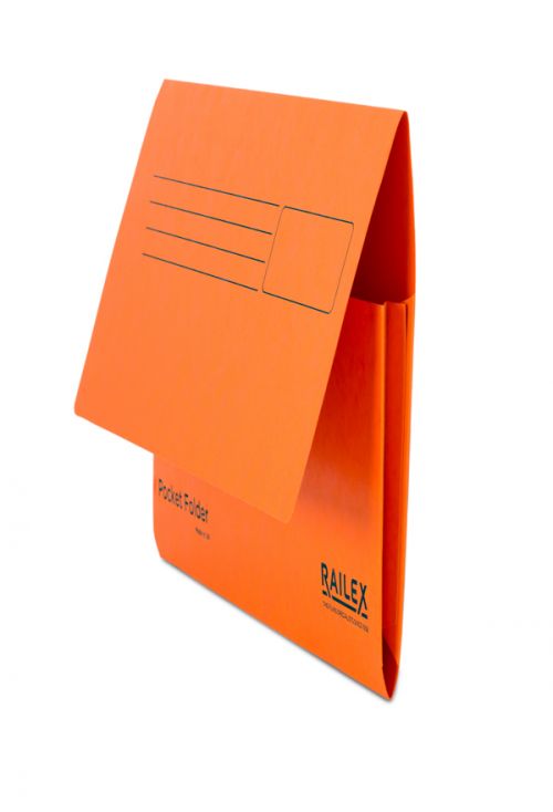 Railex PF7 Foolscap Heavyweight Marbleboard Pocket Folder 350g Mandarin [Pack 25]