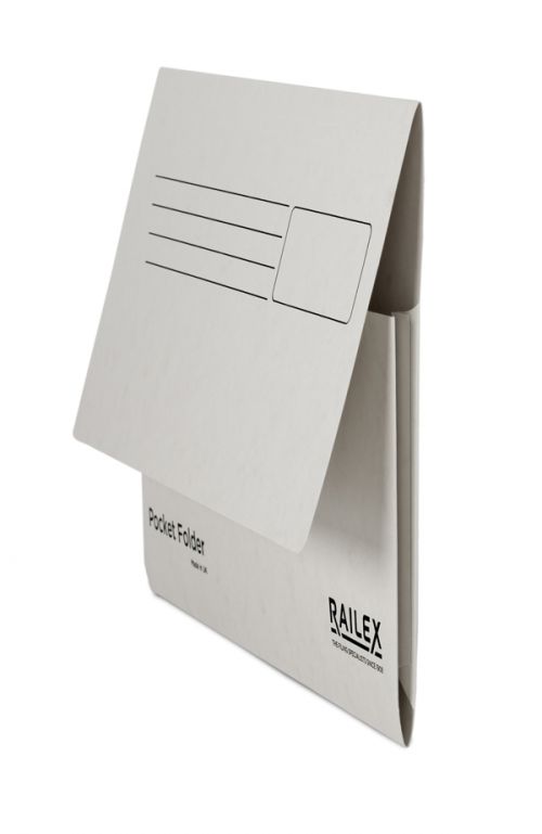 Railex PF7 Foolscap Heavyweight Marbleboard Pocket Folder 350g Pearl [Pack 25]