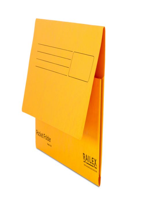Railex Pocket Folder Foolscap 330Gsm Gold Pack 25