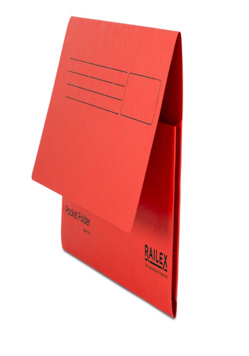 Railex PF7 Foolscap Heavyweight Marbleboard Pocket Folder 350g Ruby [Pack 25]