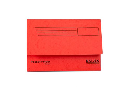 Railex Pocket Folder Foolscap 330Gsm Ruby Pack 25
