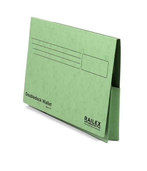 Railex Marbleboard 350gsm Doubledock Wallets Foolscap Emerald DD5(3) [Pack 25]