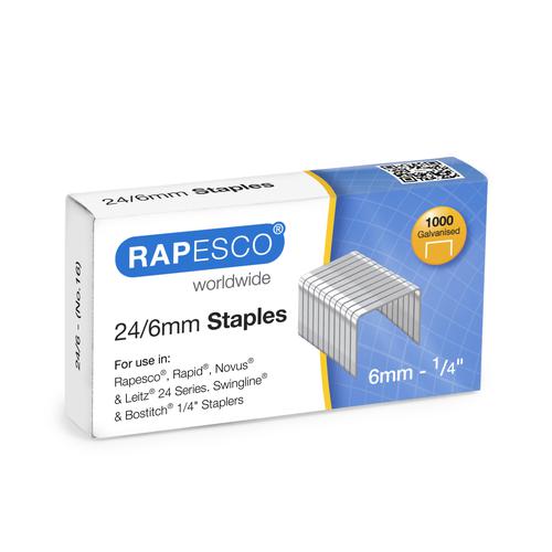 Rapesco 24/6mm Galvanised Staples (Pack 1000) - S24607Z3