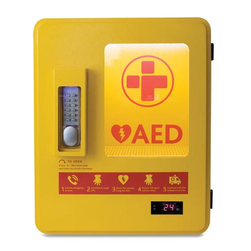 AED Alarmed, Outdoor, Heated, Metal Cabinet
