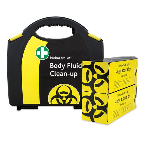 2 Application Body Fluid Clean-up Kit - in Small Black/Yellow Integral Aura Box