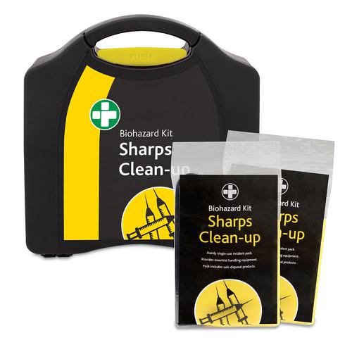 2 Application Sharps Clean-up Kit - in Large Black/Yellow Compact Aura Box