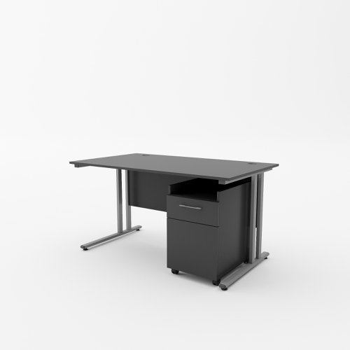 EnviroDesk 1185mm Desk Buddy Two Bundle Grey leg, Black Top