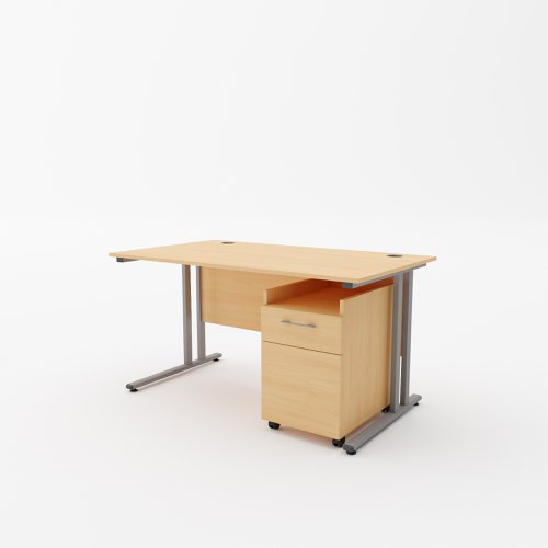 EnviroDesk 1385mm Desk Buddy Two Bundle Grey leg, Beech Top