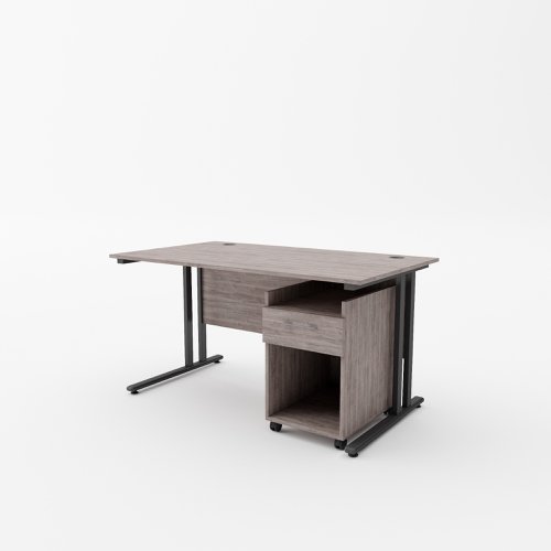 EnviroDesk 1185mm Desk Buddy One Bundle Black leg, Grey Oak Top