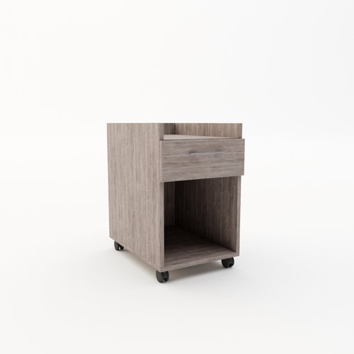 Buddy One Mobile Under Desk Pedestal in Grey Oak