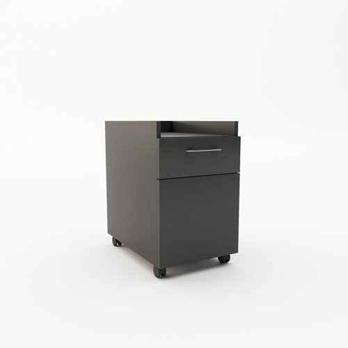 Buddy Two Mobile Under Desk Pedestal with cupboard in Black