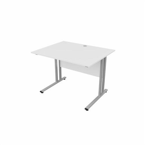 EnviroDesk Straight Desk 985x800mm Grey leg, White Top  