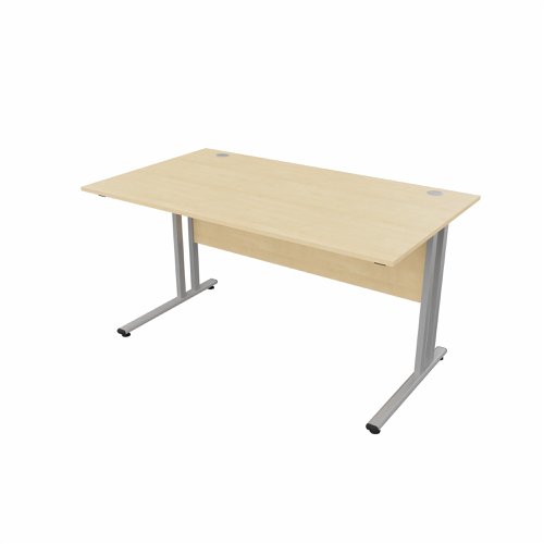 EnviroDesk Straight Desk 1385x800mm Grey leg, Maple Top  