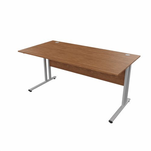 EnviroDesk Straight Desk 1585x800mm Grey leg, Walnut Top  