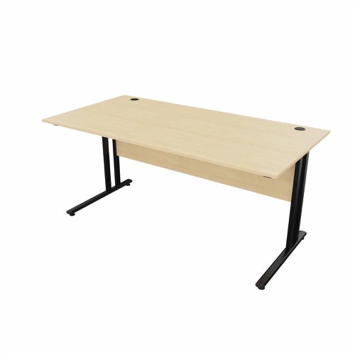EnviroDesk Straight Desk 1585x800mm Black leg, Maple Top  