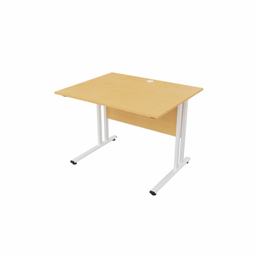 EnviroDesk Straight Desk 985x800mm White leg, Beech Top  