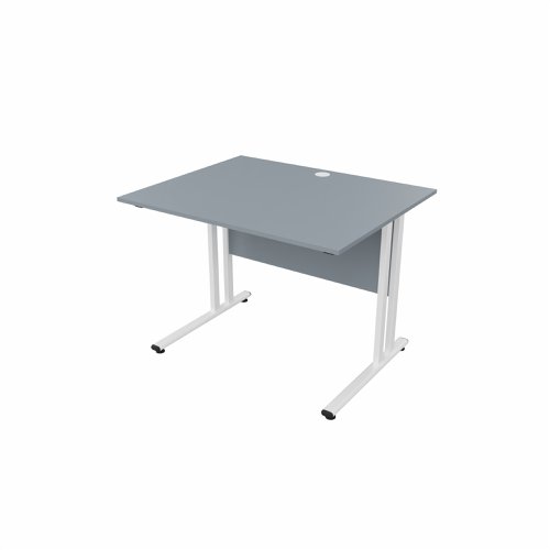 EnviroDesk Straight Desk 985x800mm White leg, Grey Top  