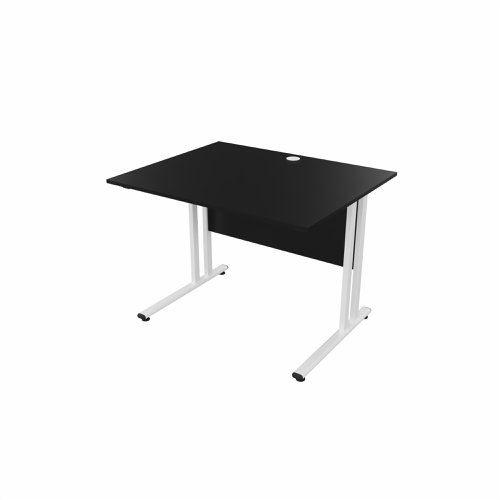 EnviroDesk Straight Desk 985x800mm White leg, Black Top  