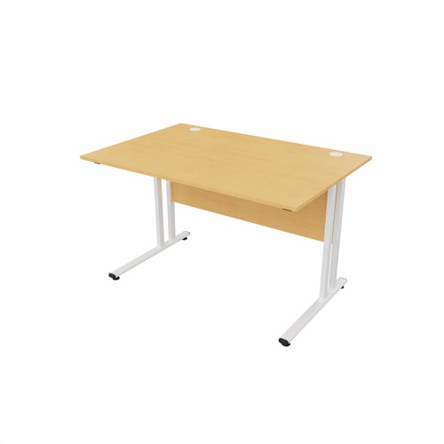 EnviroDesk Straight Desk 1185x800mm White leg, Beech Top  