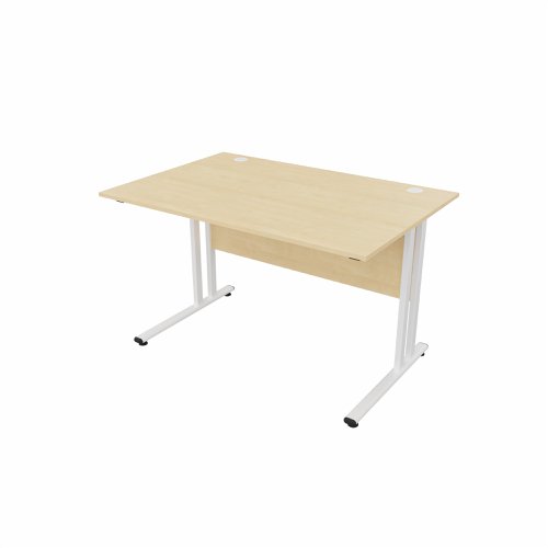 EnviroDesk Straight Desk 1185x800mm White leg, Maple Top  