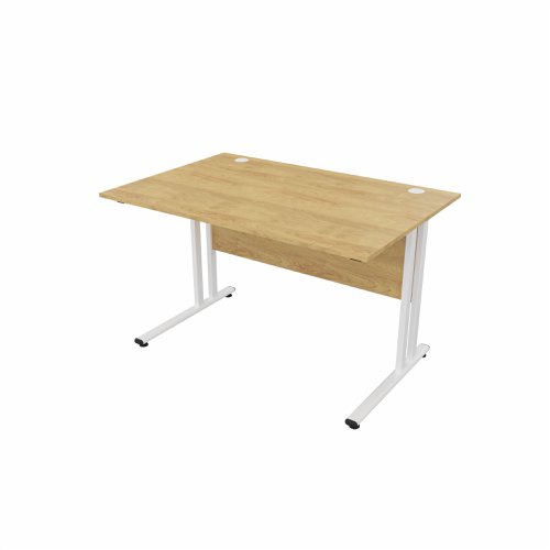 EnviroDesk Straight Desk 1185x800mm White leg, Oak Top  