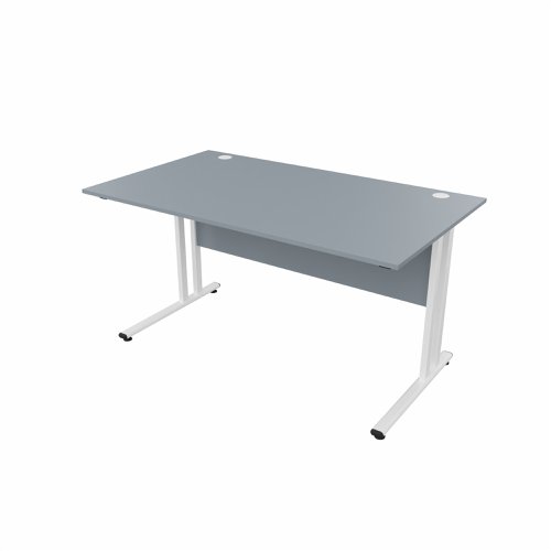 EnviroDesk Straight Desk 1385x800mm White leg, Grey Top  