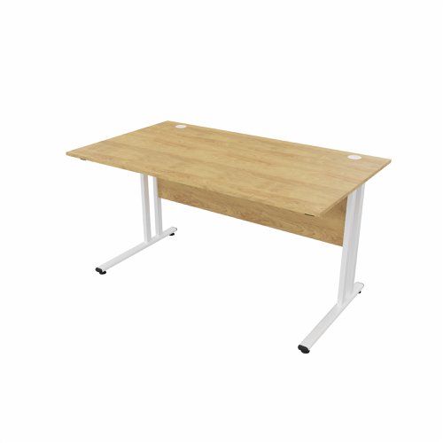 EnviroDesk Straight Desk 1385x800mm White leg, Oak Top  