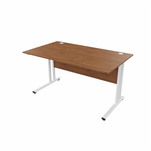 EnviroDesk Straight Desk 1385x800mm White leg, Walnut Top  