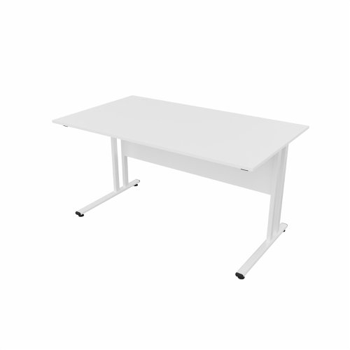 EnviroDesk Straight Desk 1385x800mm White leg, White Top  
