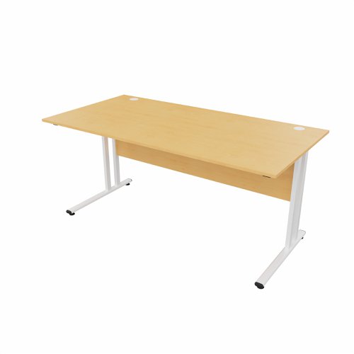 EnviroDesk Straight Desk 1585x800mm White leg, Beech Top  