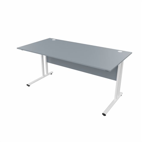 EnviroDesk Straight Desk 1585x800mm White leg, Grey Top  