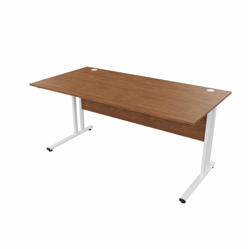 EnviroDesk Straight Desk 1585x800mm White leg, Walnut Top  
