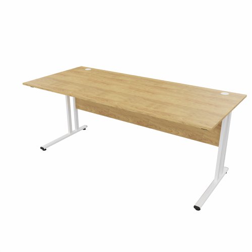EnviroDesk Straight Desk 1785x800mm White leg, Oak Top  