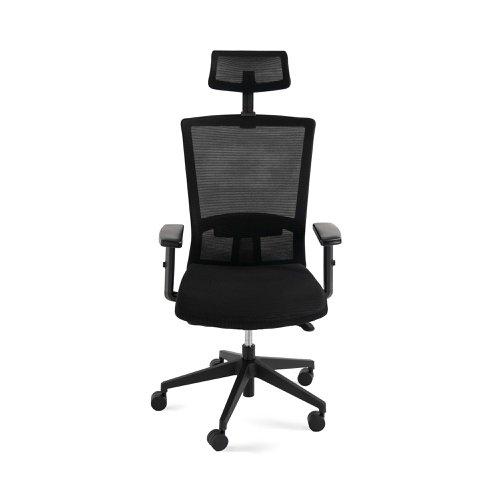Power+ Mesh Chair with Headrest & H/Adjust Arms - Black