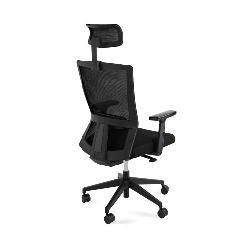 Power+ Mesh Chair with Headrest & H/Adjust Arms - Black