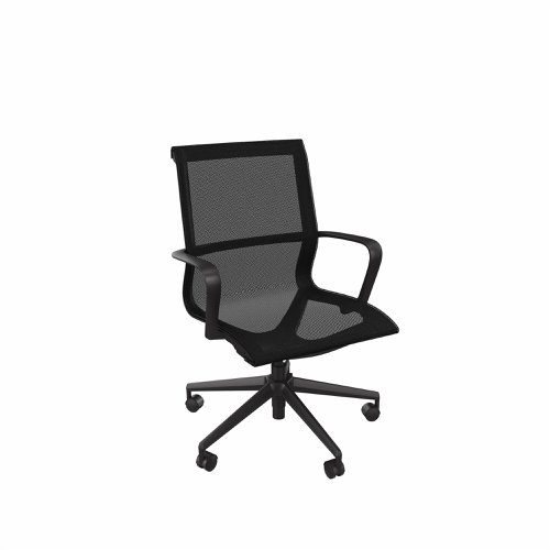 Curve Mesh Chair with fixed shaped arms in Black