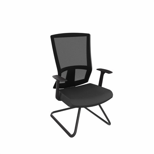 Power Cantilever Meeting Chair with fixed Arms Black