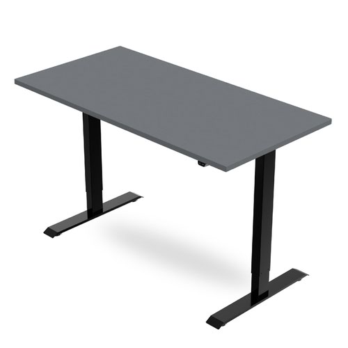R700 Sit-Stand Desk 1400 x 600mm - Black Frame with Grey Top