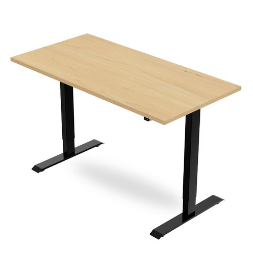 R700 Sit-Stand Desk 1400 x 800mm - Black Frame with Maple Top