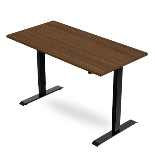 R700 Sit-Stand Desk 1400 x 800mm - Black Frame with Walnut Top
