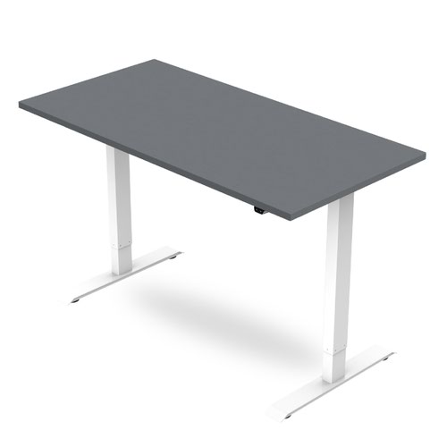 R700 Sit-Stand Desk 1200 x 600mm - White Frame with Grey Top