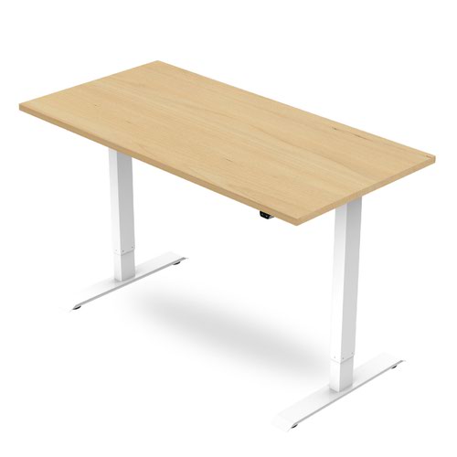 R700 Sit-Stand Desk 1200 x 600mm - White Frame with Maple Top