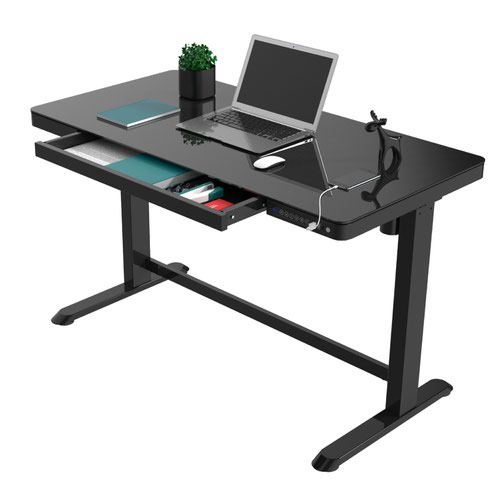 Revilo R700G Glass Top Desk All-in-One - Black