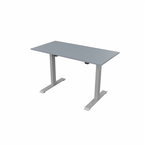 R700 Sit Stand Desk Silver Frame 1200x600mm Grey top