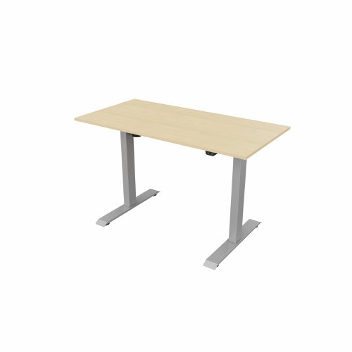 R700 Sit Stand Desk Silver Frame 1200x600mm Maple top
