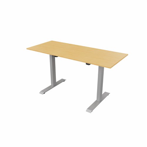R700 Sit Stand Desk Silver Frame 1400x600mm Beech top
