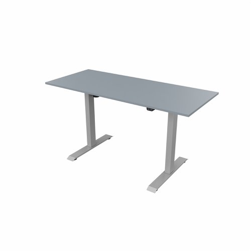 R700 Sit Stand Desk Silver Frame 1400x600mm Grey top