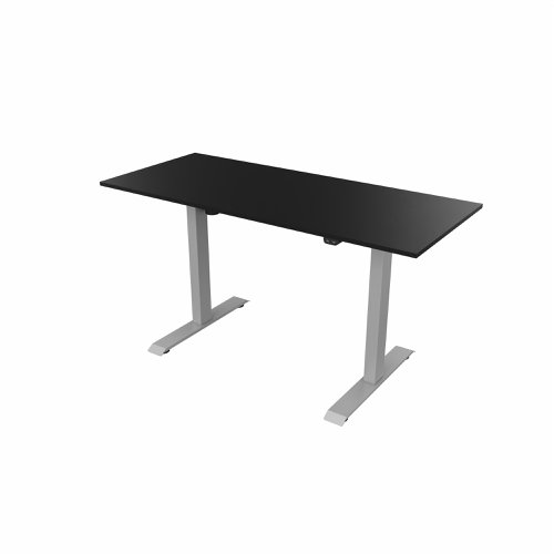 R700 Sit Stand Desk Silver Frame 1400x600mm Black top