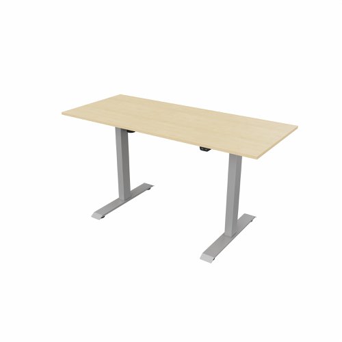 R700 Sit Stand Desk Silver Frame 1400x600mm Maple top