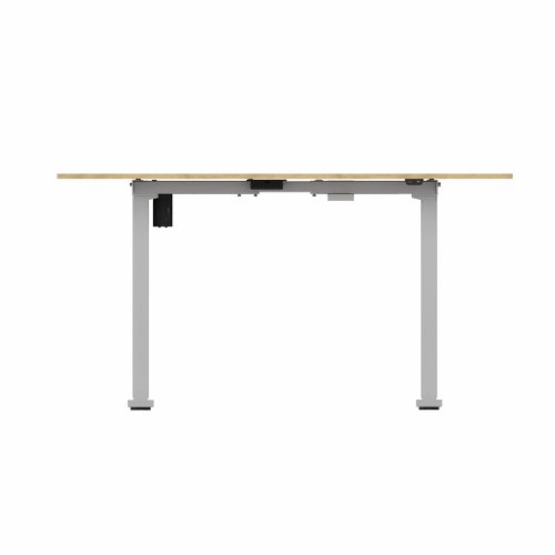 R700 Sit Stand Desk Silver Frame 1400x600mm Oak top